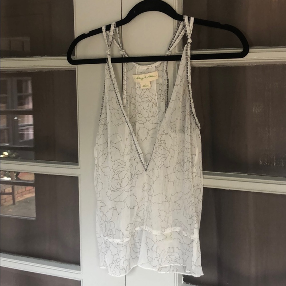 UO Sheer Floral Top with Knotted Detail Straps